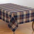 Saro Lifestyle SARO  70 x 180 in. Rectangle Stitched Plaid Cotton Blend Tablecloth - Brown 8571.BR70180B